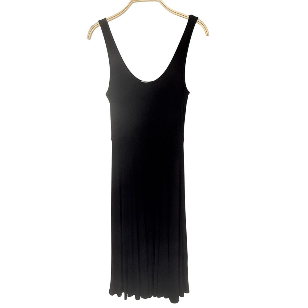 Marine Layer Ribbed Midi Dress Womens Medium Black Excellent Tencel Modal 14355